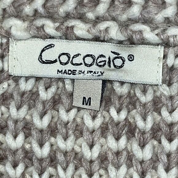 Cocogio Cardigan Womens M Striped Wool Blend Heavy Knit Made in Italy Feminine - Picture 2 of 16
